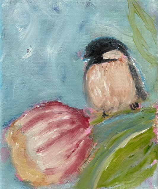 Chickadee Portrait, Trudy on Tulip